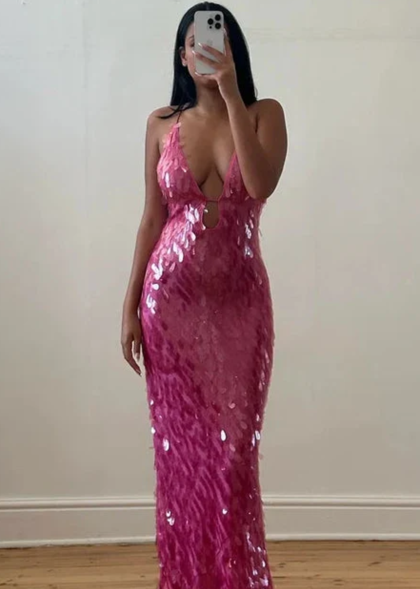 Misha Sapphire Sequin Dress in Fuchsia