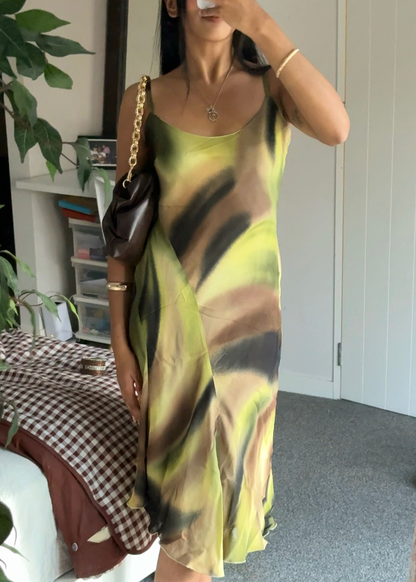 Y2K Green Swirl Midi