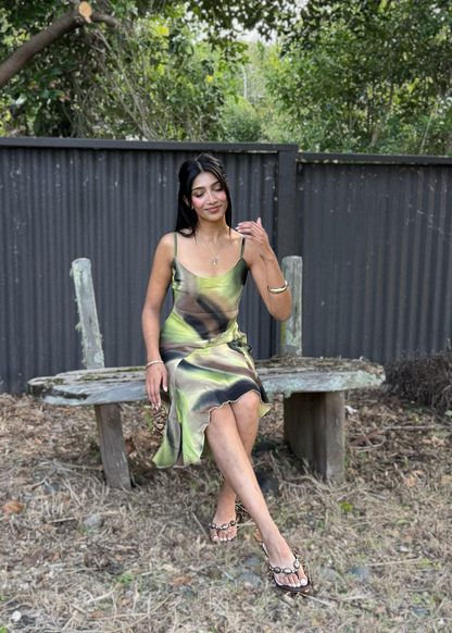 Y2K Green Swirl Midi