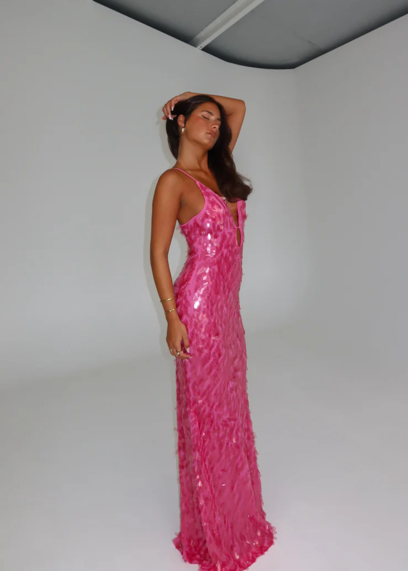 Misha Sapphire Sequin Dress in Fuchsia