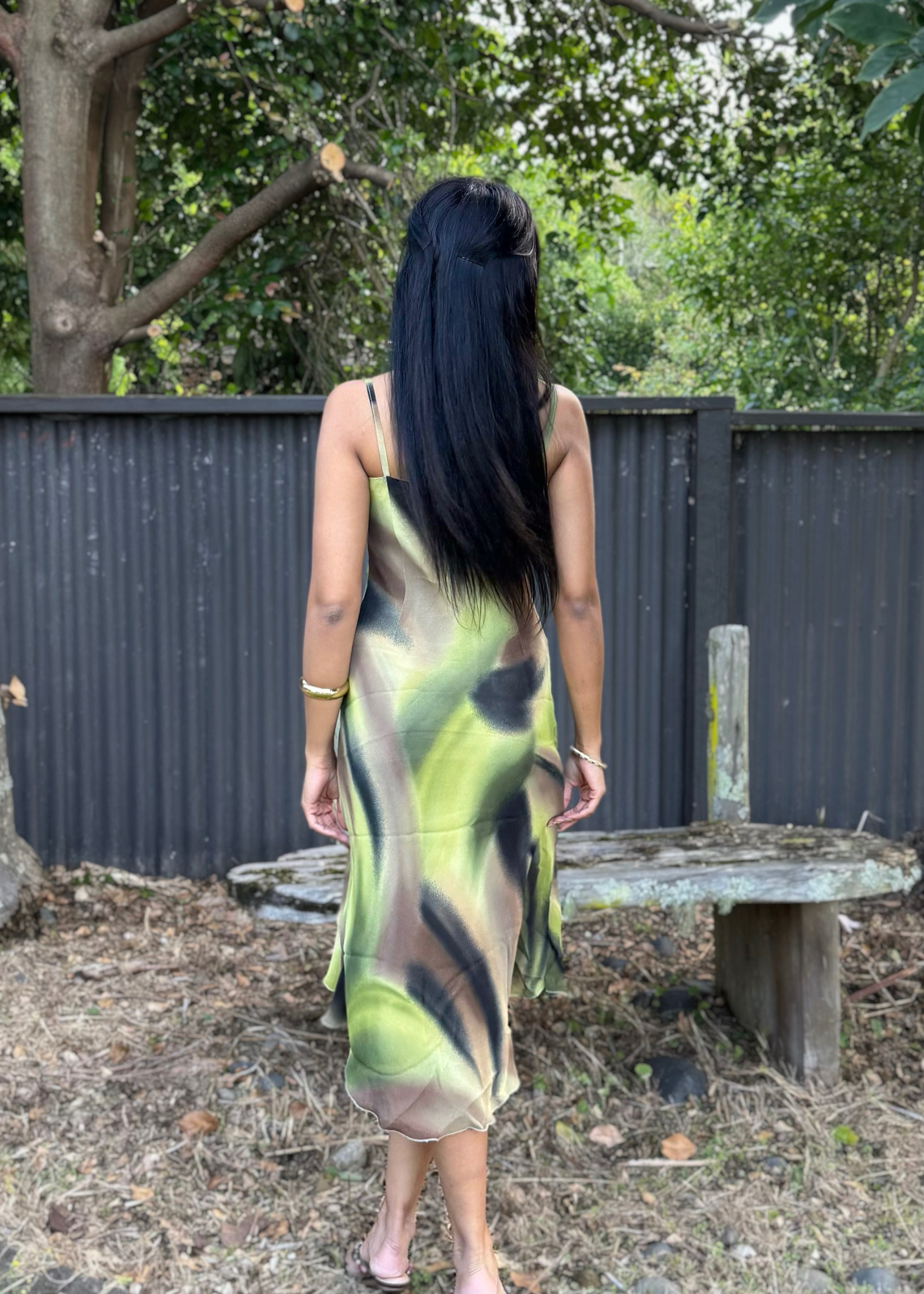 Y2K Green Swirl Midi