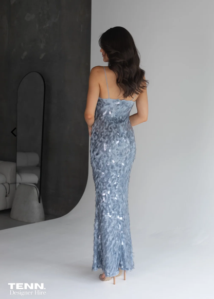 Misha Sapphire Sequin Dress in Dove Grey