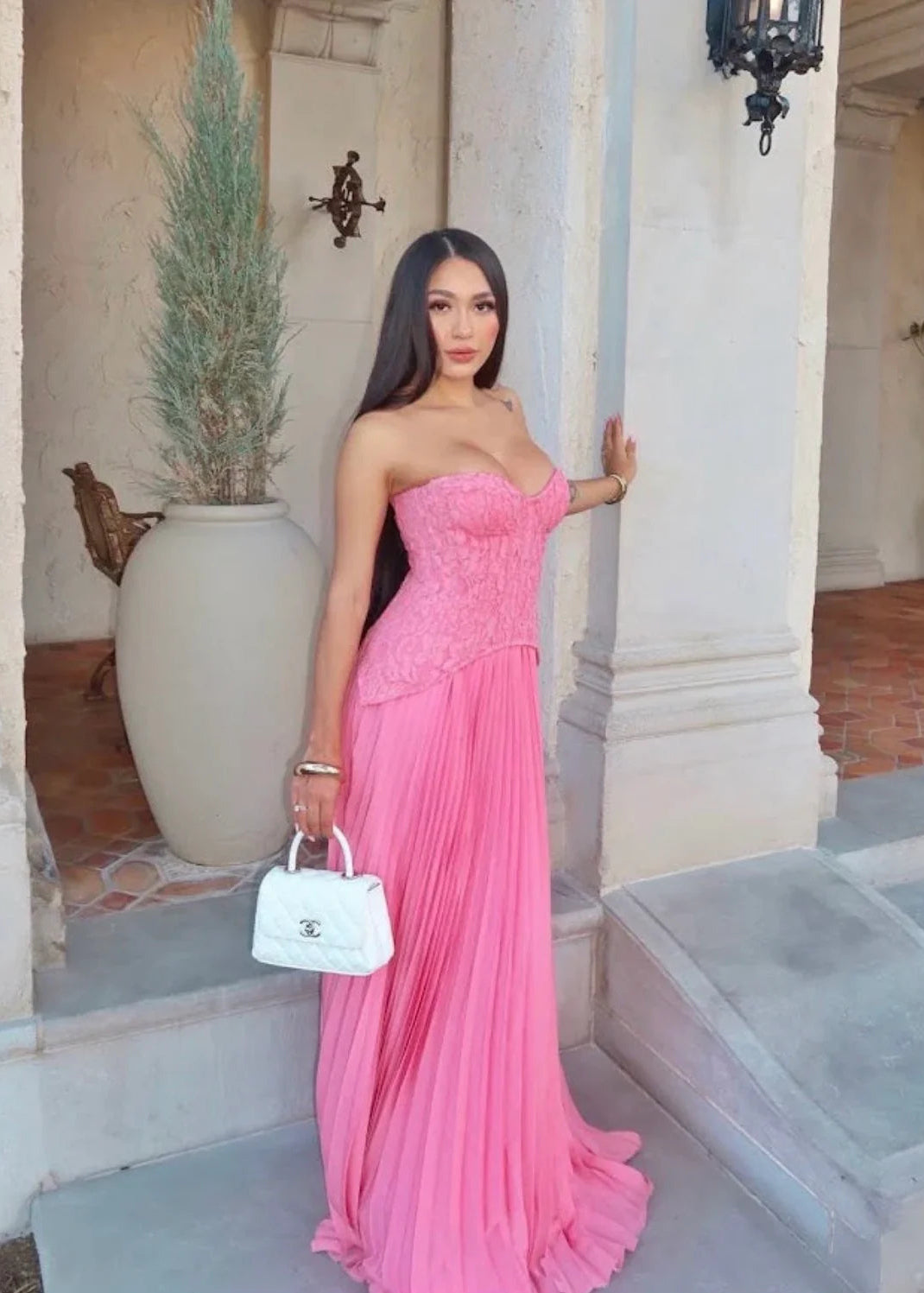 Daniella Lace Dress in Pink